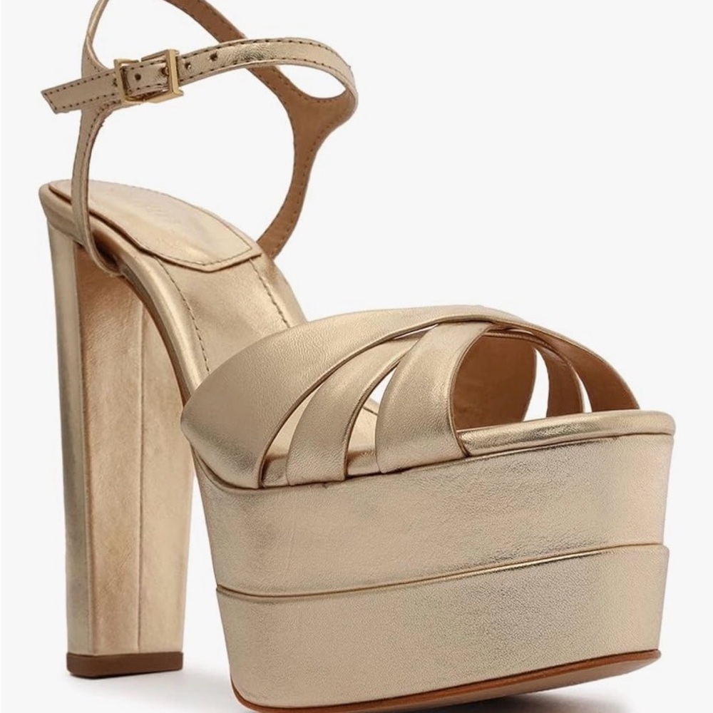 SCHUTZ Keefa Metallic Gold Heels